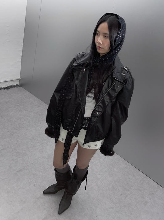 多著法58CM車手皮雙拉鍊外套［ 2 COLOURS ］