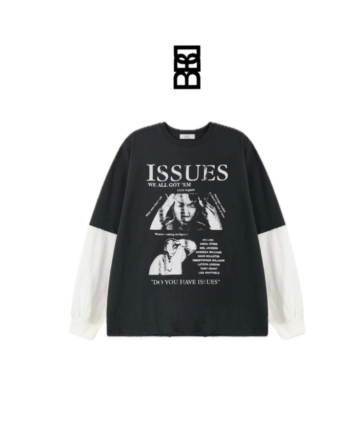 ISSUES人像假兩件拼色長袖衫［ 3 COLOURS ］