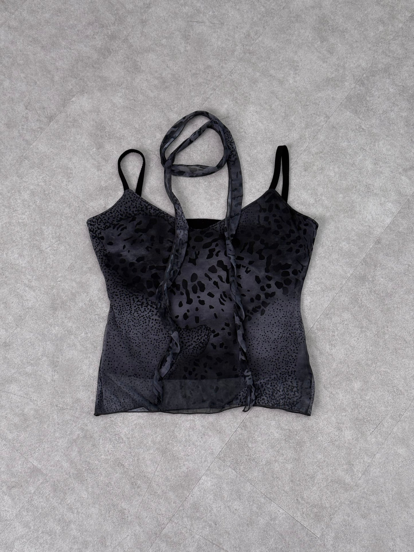 豹紋雪紡背心連絲帶 [2 COLOURS]