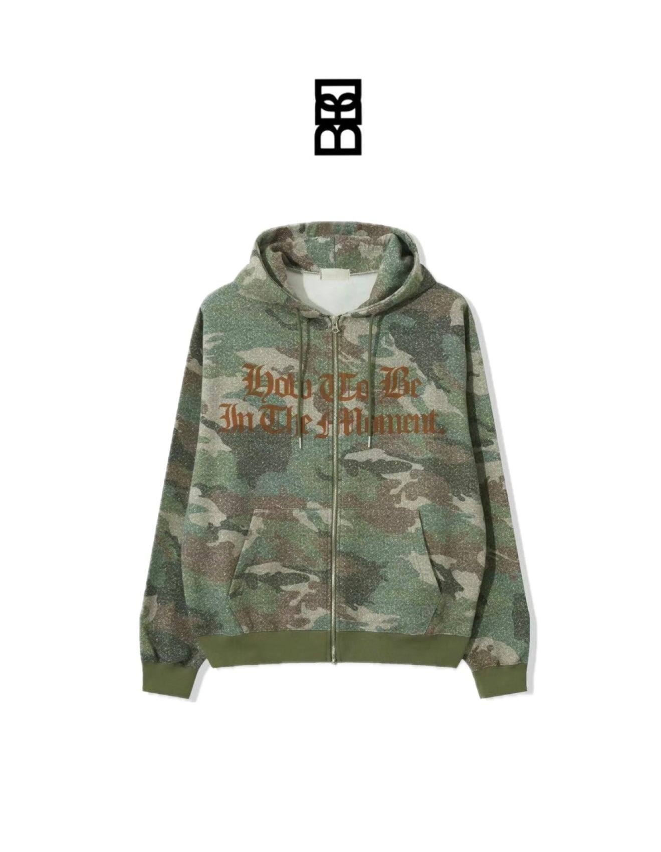 數碼迷彩古英文雙拉鏈連帽衛衣外套［ 2 COLOURS ］