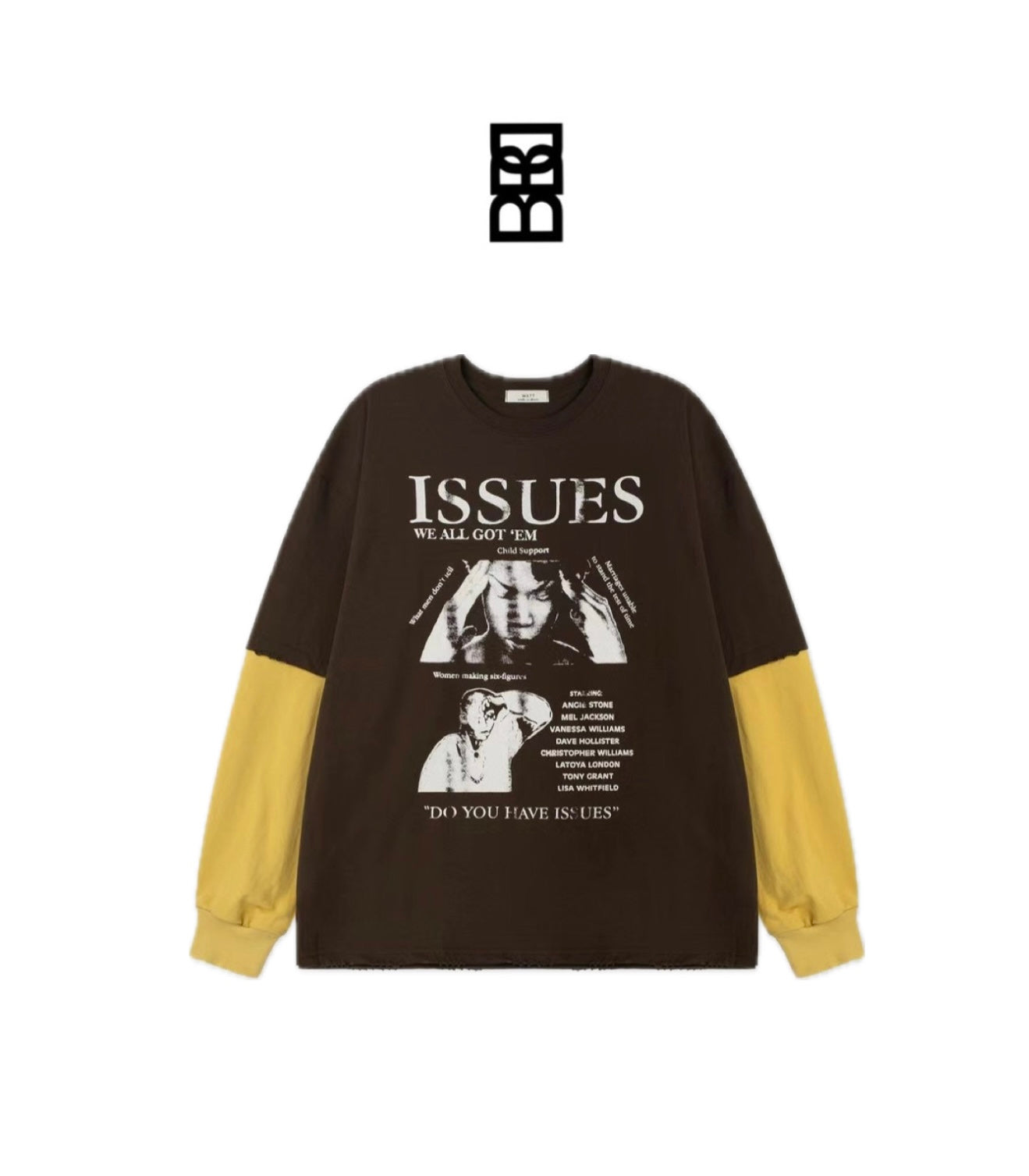ISSUES人像假兩件拼色長袖衫［ 3 COLOURS ］