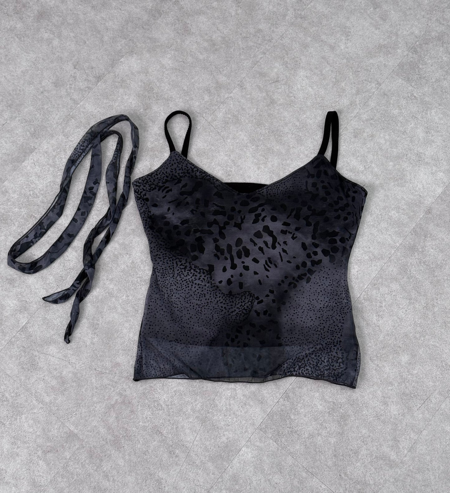 豹紋雪紡背心連絲帶 [2 COLOURS]