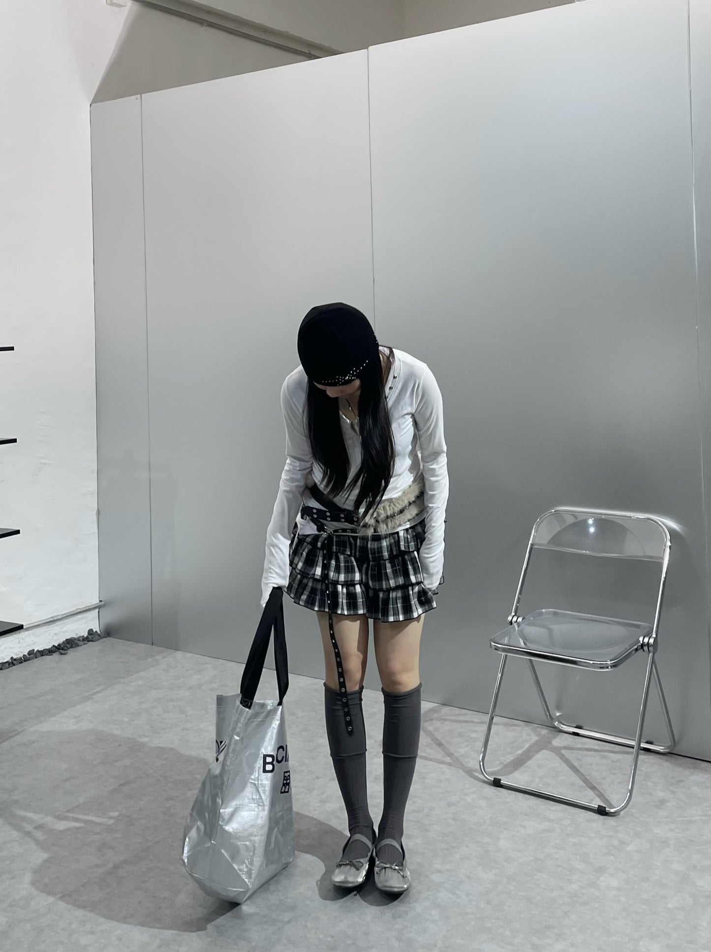 格仔蛋糕短裙（附打底褲）
