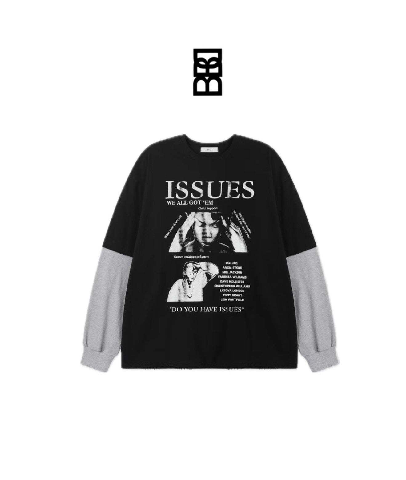 ISSUES人像假兩件拼色長袖衫［ 3 COLOURS ］