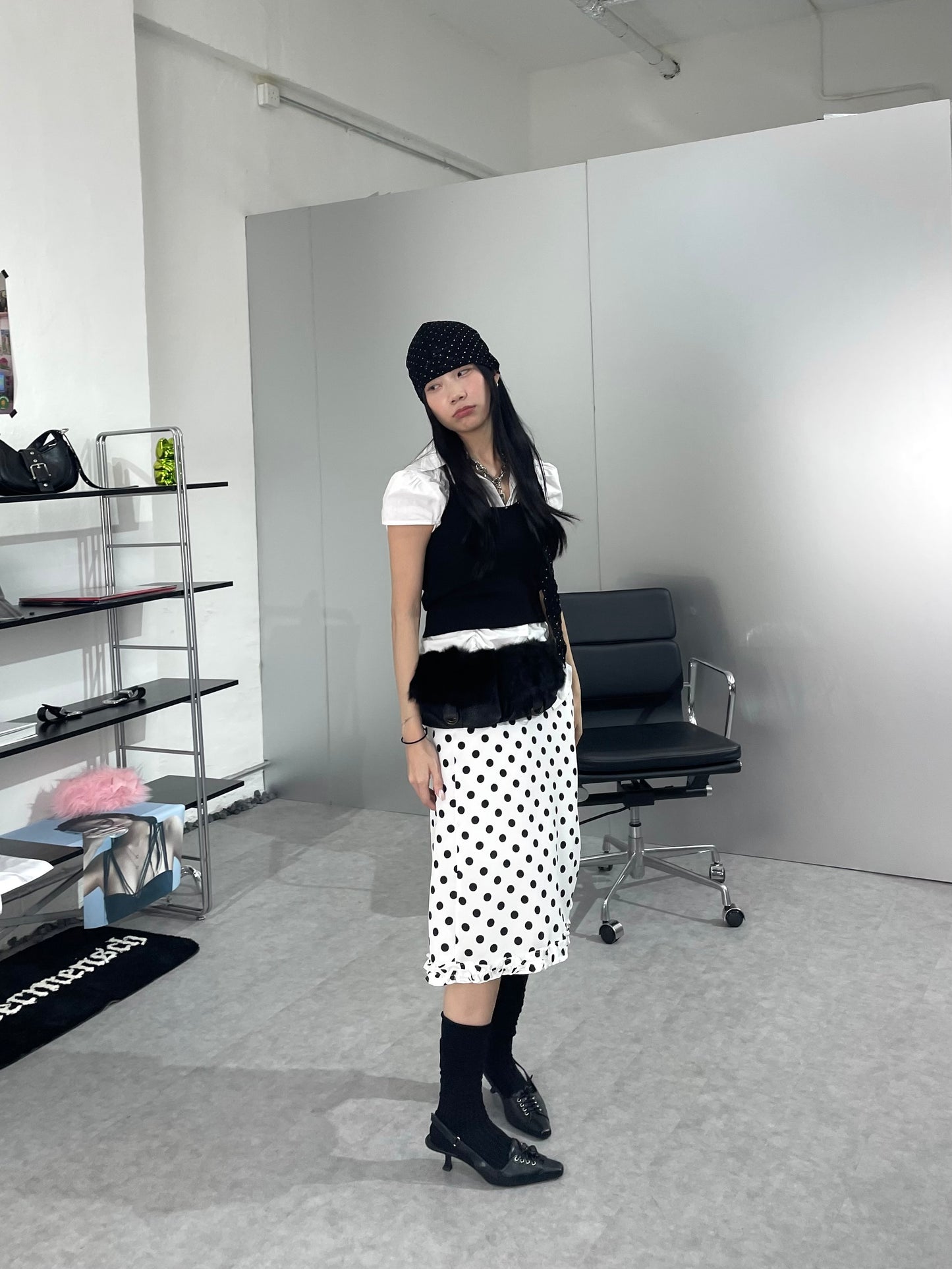 皺褶束腰短版恤衫