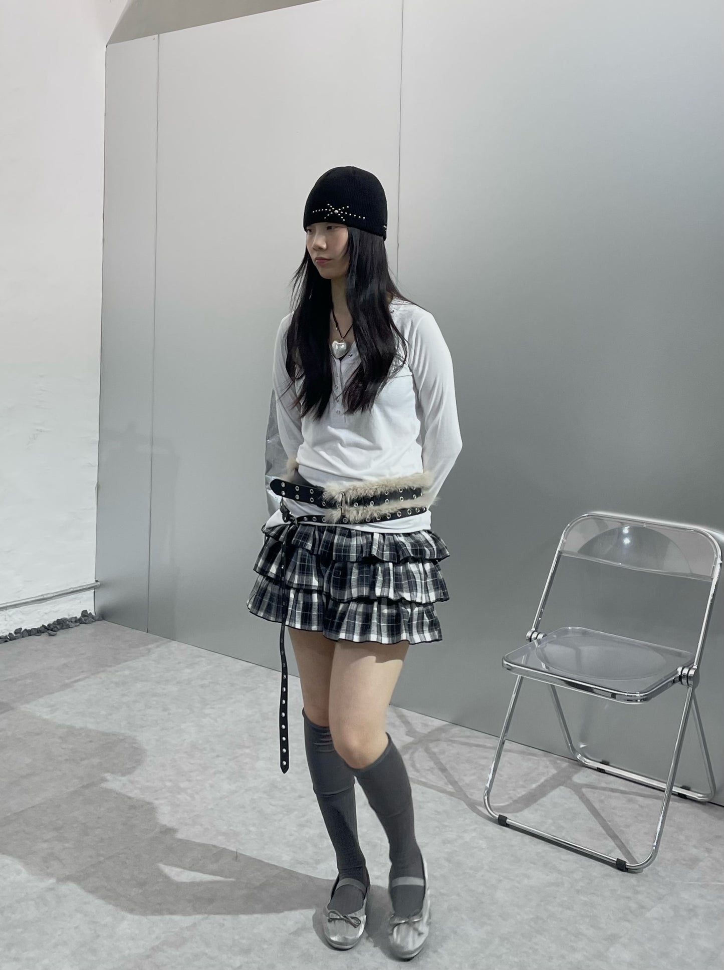 格仔蛋糕短裙（附打底褲）