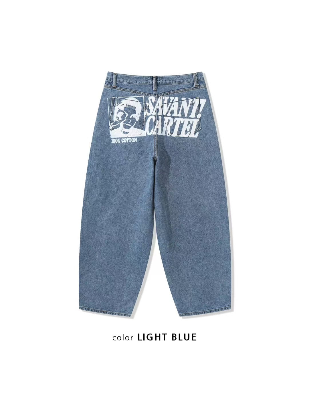 100%COTTON SAVANT CARTEL 背面人像錐形洗水牛仔褲 [ 2 COLOURS / 2 SIZE  ]