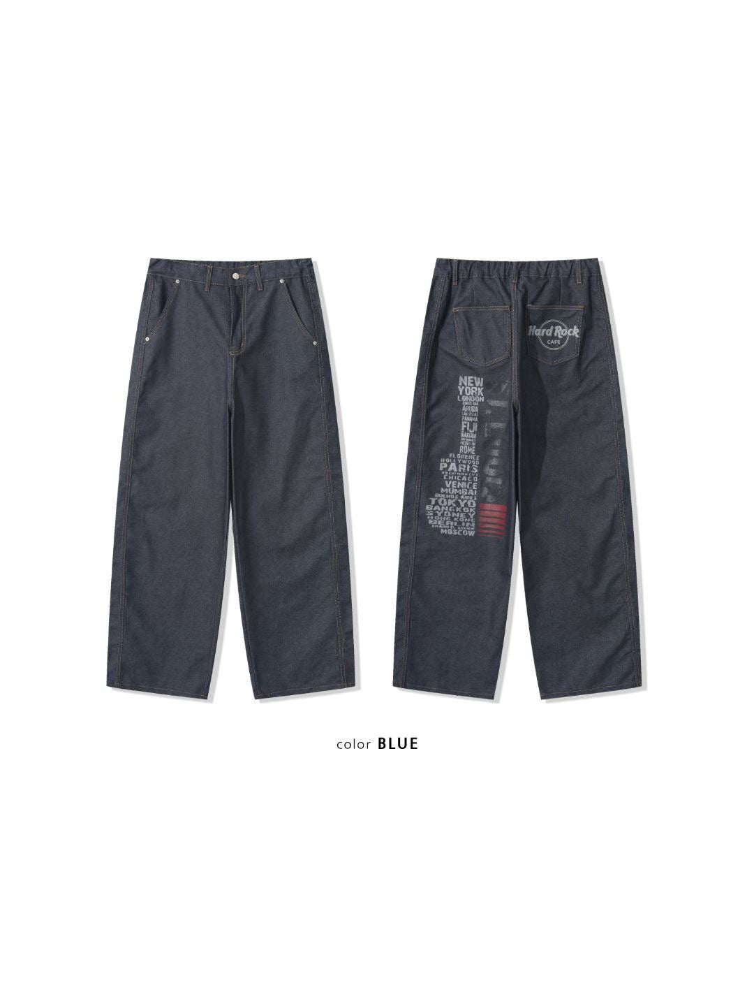 Hard Rock CAFE 背面印字半橡根腰原色牛仔褲 [ 2 COLOURS ]