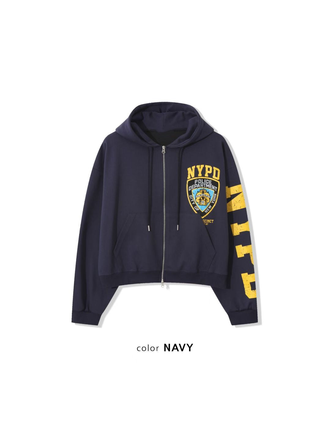 短版NYPD紐約警局雙拉鏈連帽衞衣外套［ 2 COLOURS ]