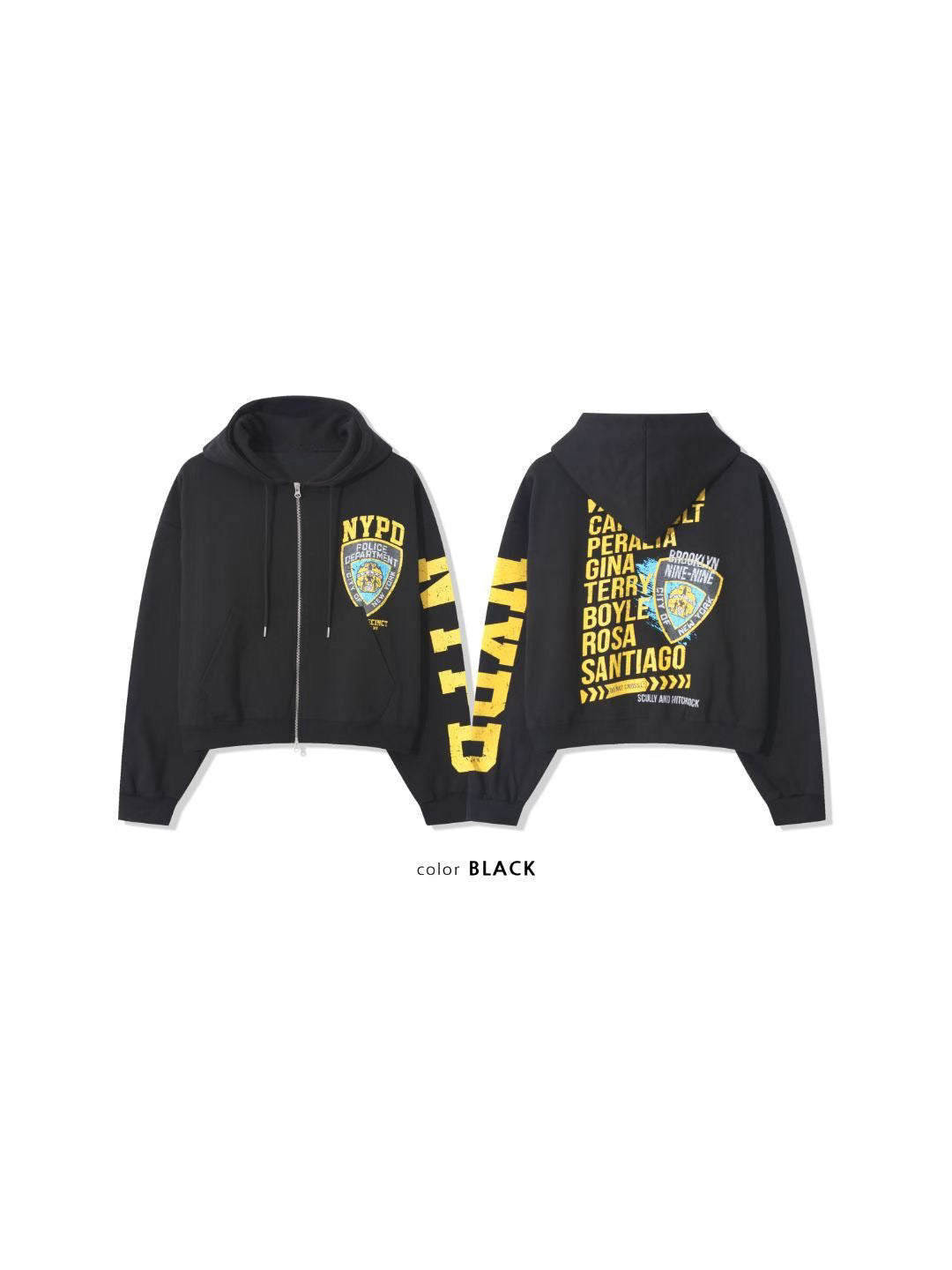 短版NYPD紐約警局雙拉鏈連帽衞衣外套［ 2 COLOURS ]