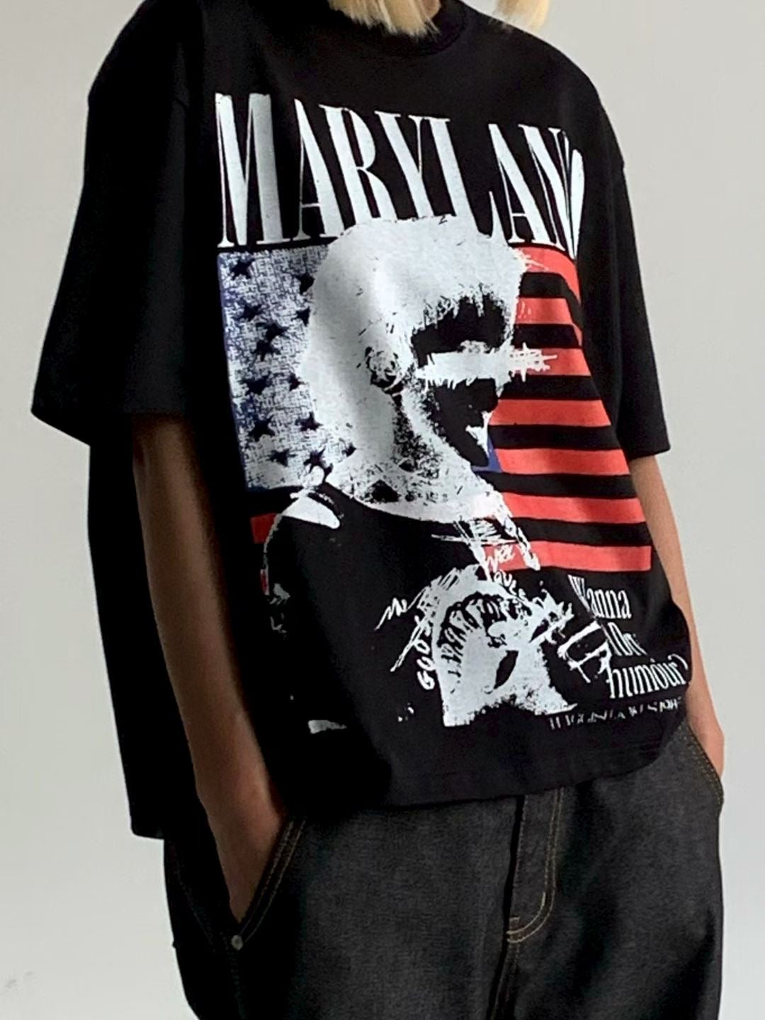 MARYLAND美國旗人像BOXY FIT短版短袖TEE [ 3 COLOURS ]
