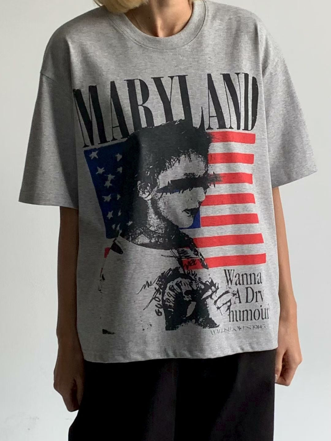 MARYLAND美國旗人像BOXY FIT短版短袖TEE [ 3 COLOURS ]