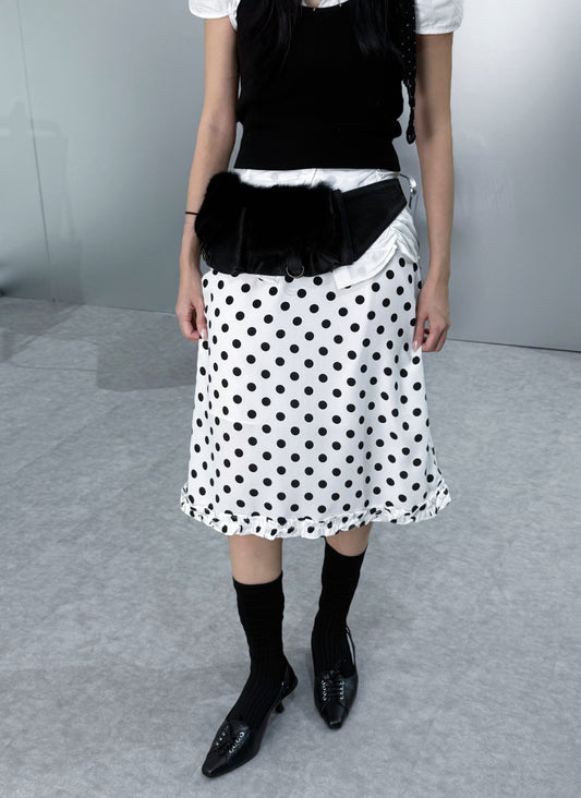 波點花邊雪紡中長裙［ 2 COLOURS ］