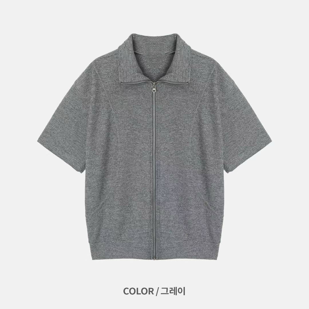 金屬釘高領短袖拉鏈外套［ 2 SIZE / 6 COLOURS ］