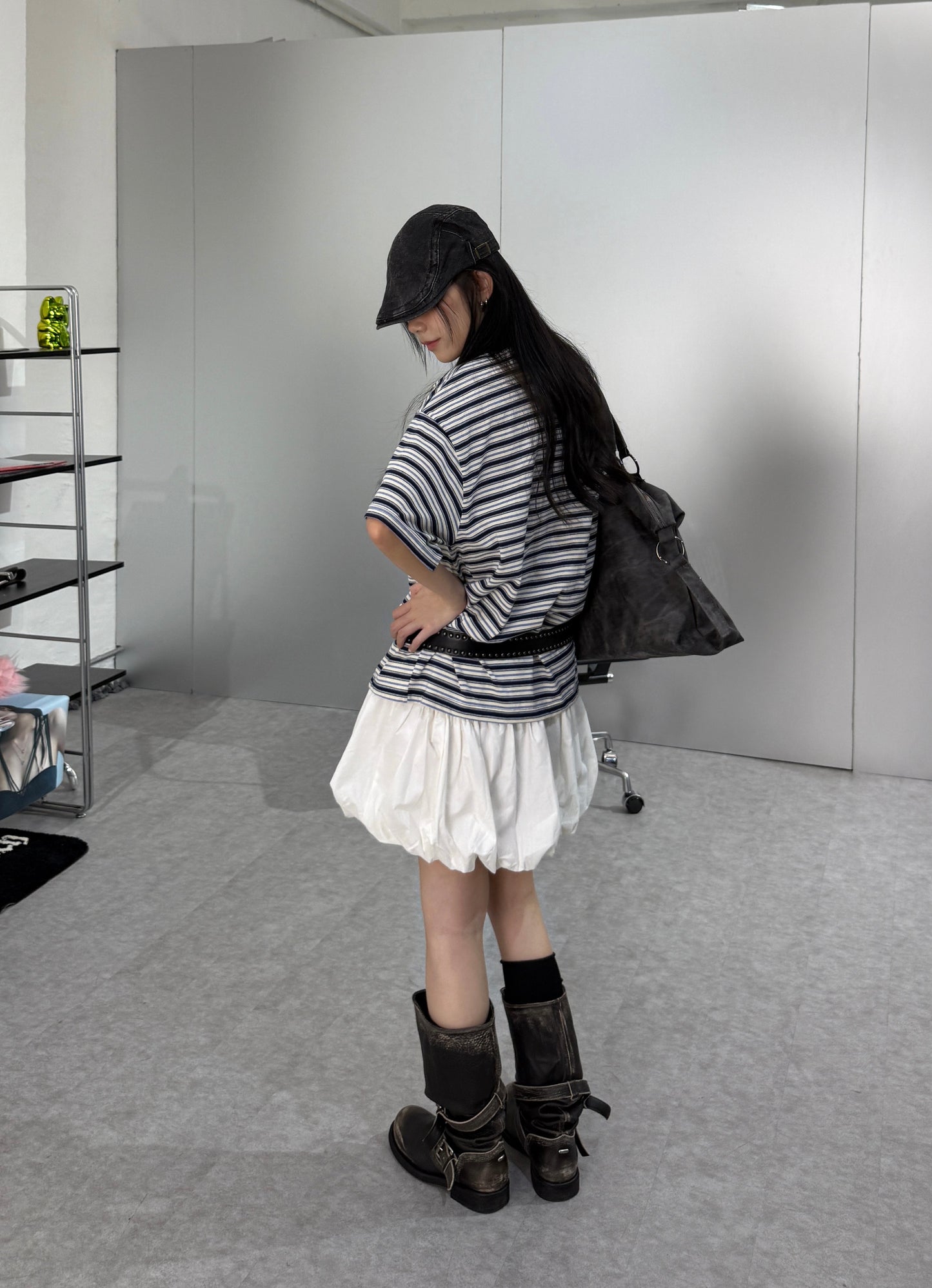 純色收腰泡泡短裙［ 2 COLOURS ］