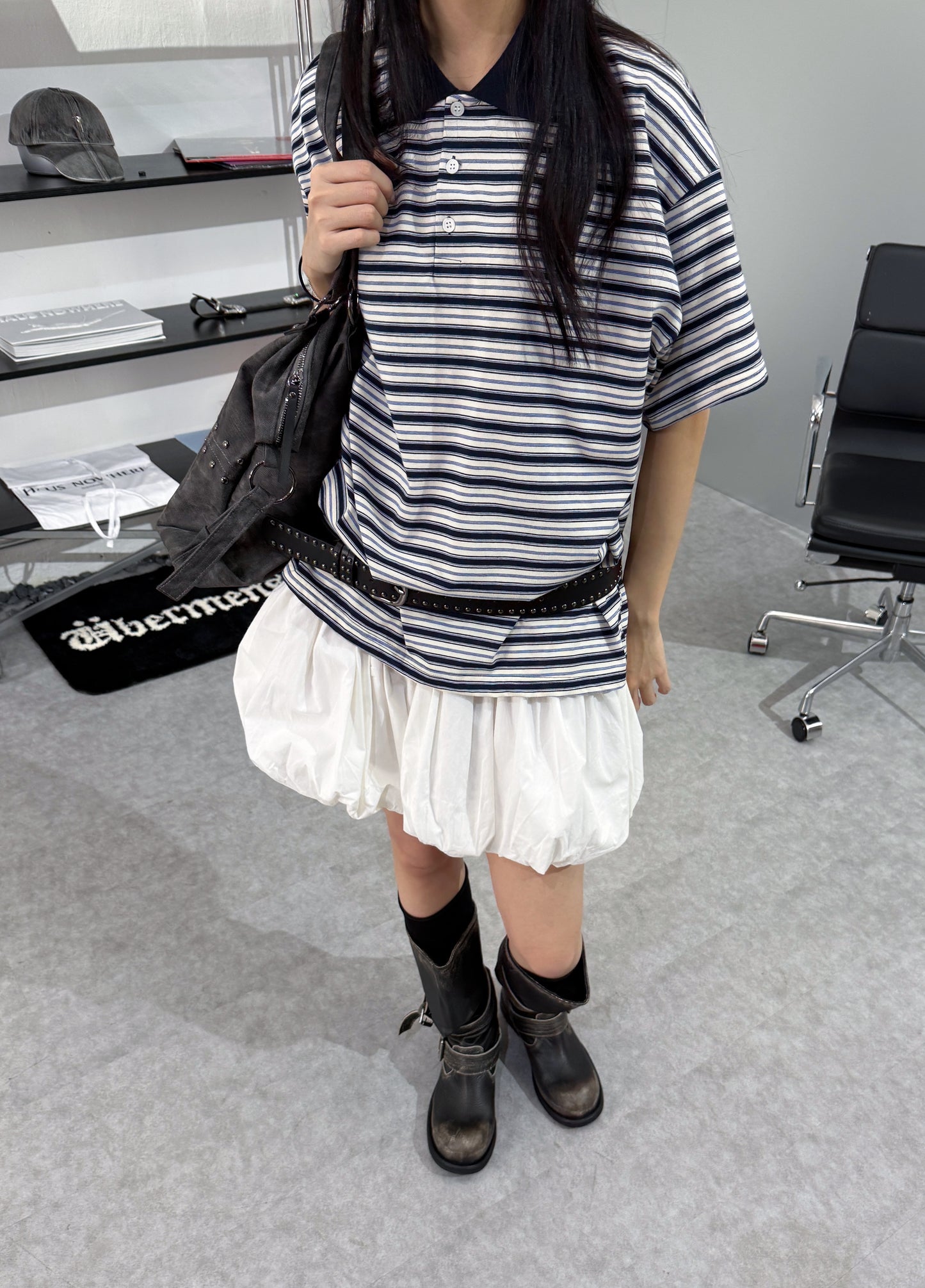 純色收腰泡泡短裙［ 2 COLOURS ］