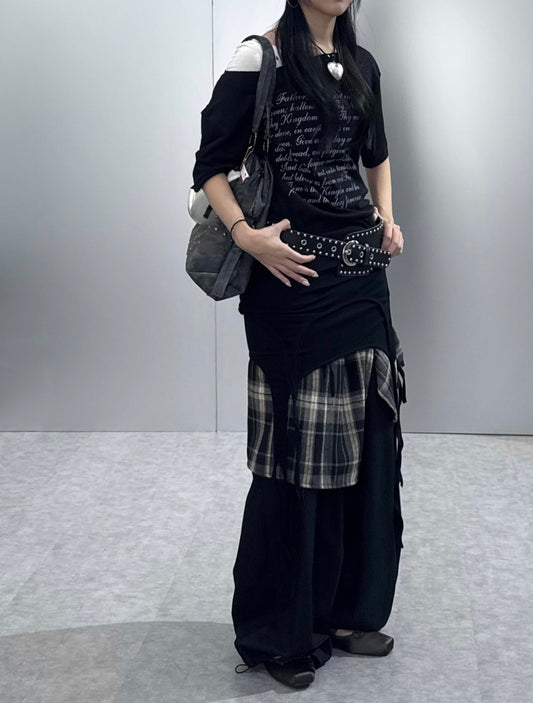 潦草英文oversize 跌膊短袖T恤 [2 COLOURS]