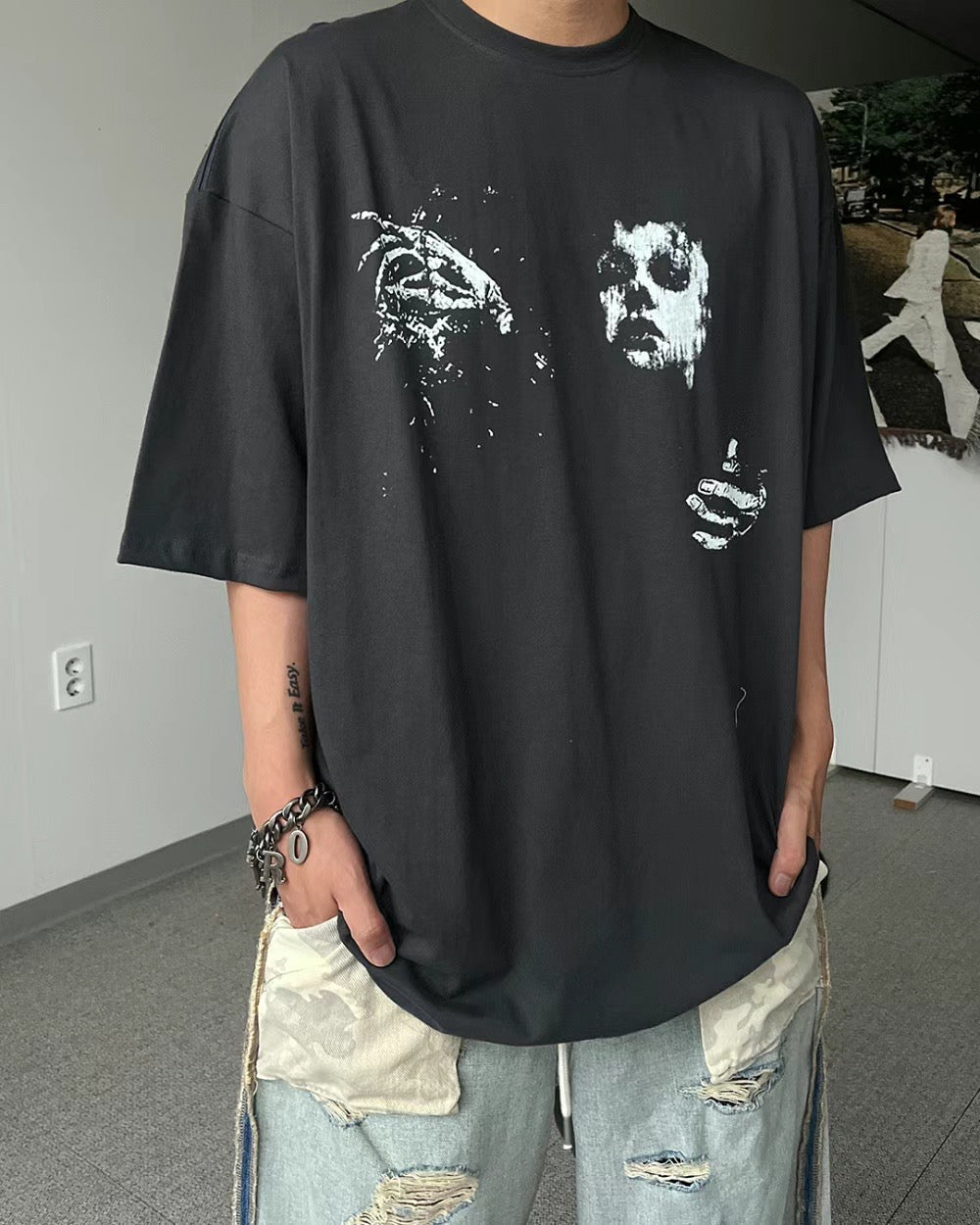 DEATH IN JUNE 人像OVER SIZE短袖TEE
