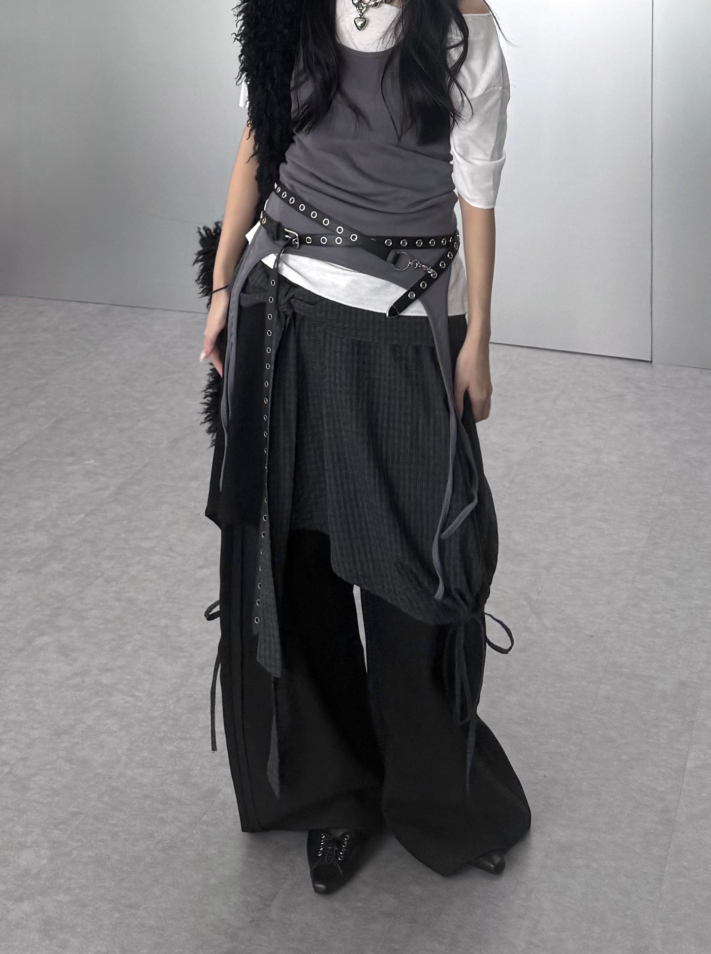 蝴蝶結格仔泡泡中長裙［ 2 COLOURS ］