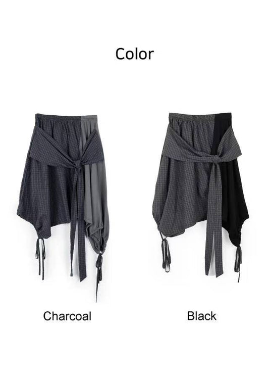 蝴蝶結格仔泡泡中長裙［ 2 COLOURS ］