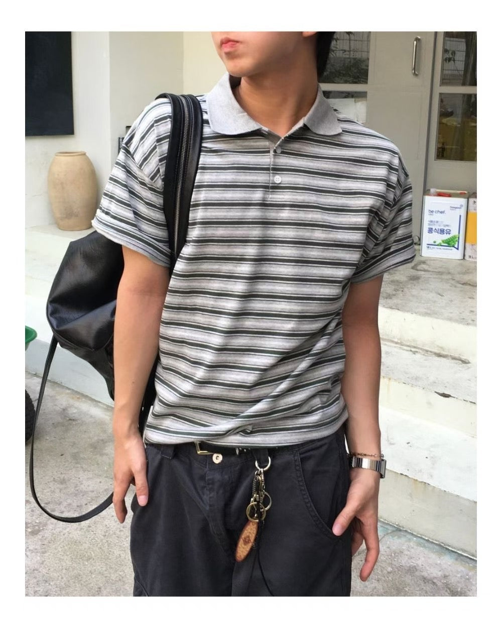 短版橫間短袖POLO衫［ 4 COLOURS ]