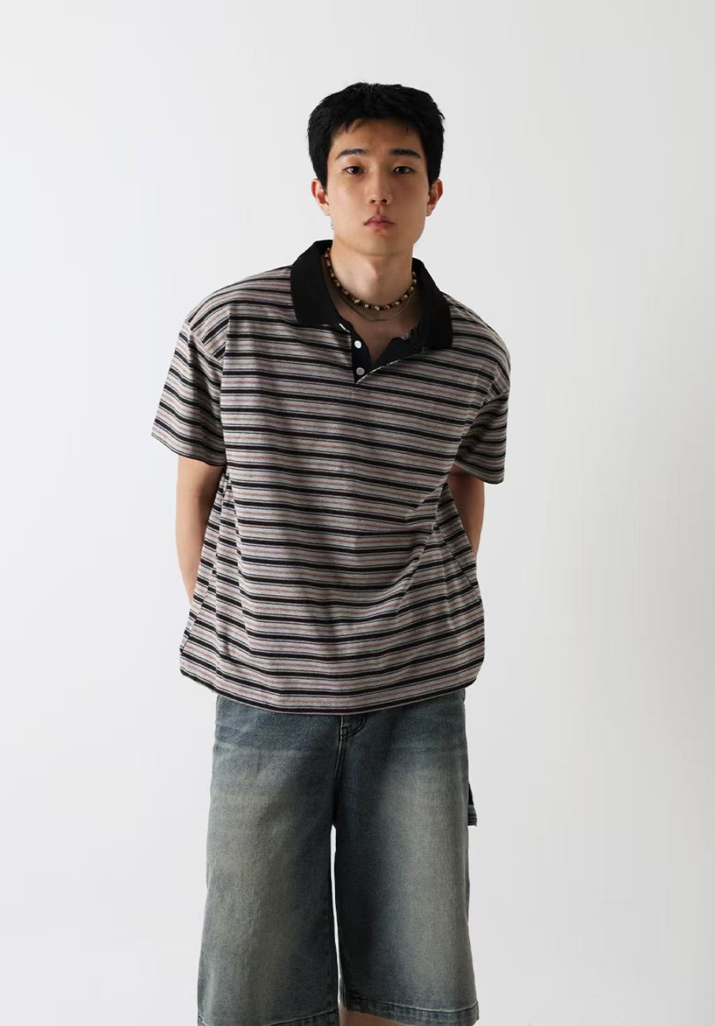 短版橫間短袖POLO衫［ 4 COLOURS ]