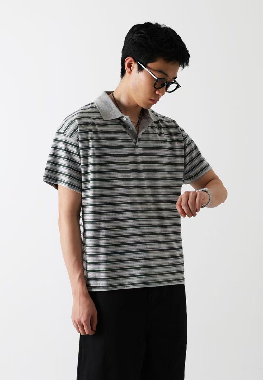 短版橫間短袖POLO衫［ 4 COLOURS ]