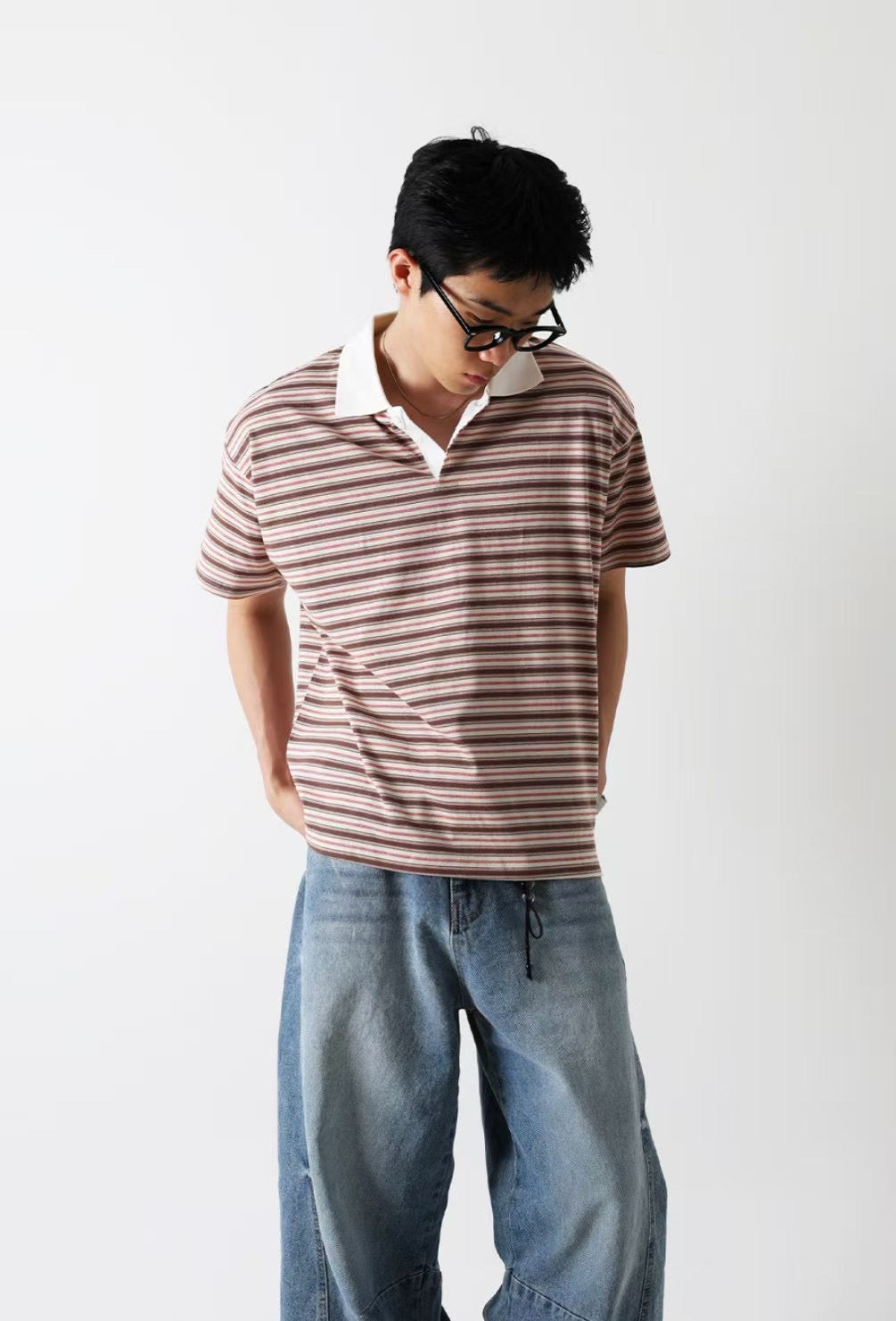 短版橫間短袖POLO衫［ 4 COLOURS ]