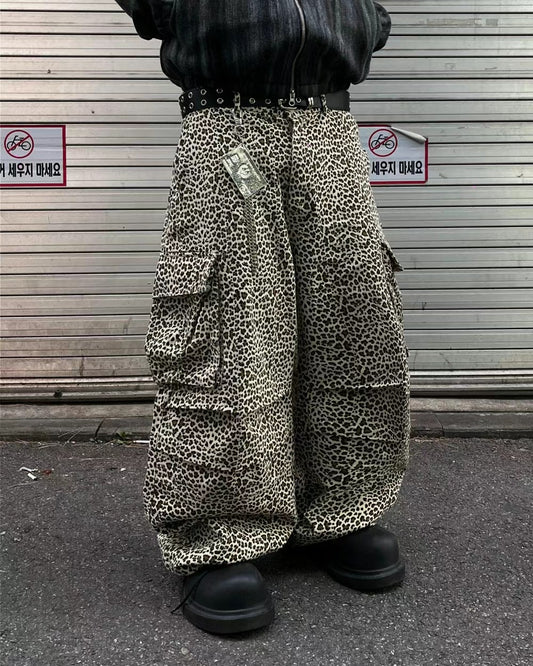 可束式原色豹紋雙袋BAGGY長褲［ 2 WAYS ］