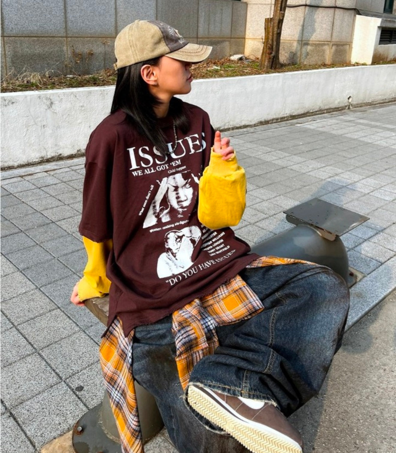 ISSUES人像假兩件拼色長袖衫［ 3 COLOURS ］